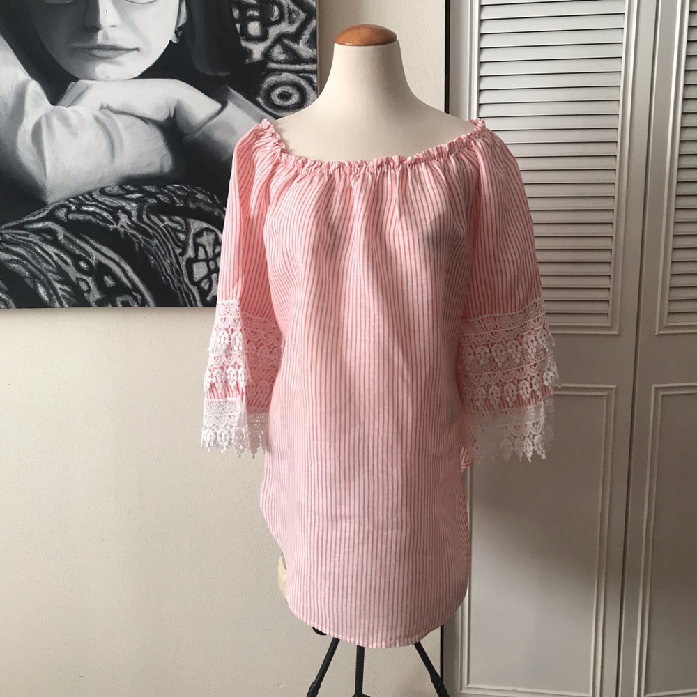 Saks Fifth Avenue Linen Striped Blouse